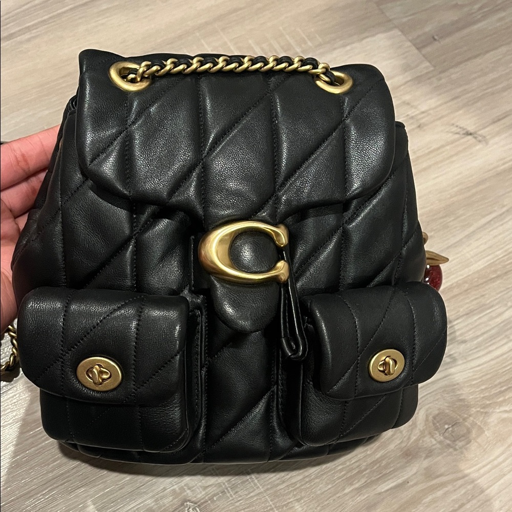 Black Quilted Leather Backpack